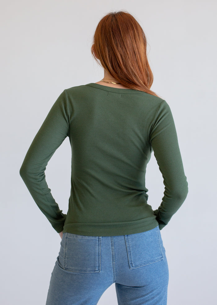 Additional view of 2x1 Long Sleeve Henley on model
