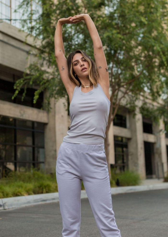 women's grey 2x1 rib tank