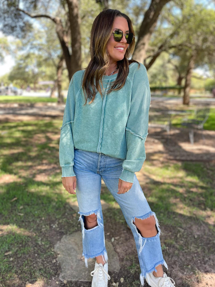 Best Selling Elliott Exposed Seam Sweatshirt in Beige or Black