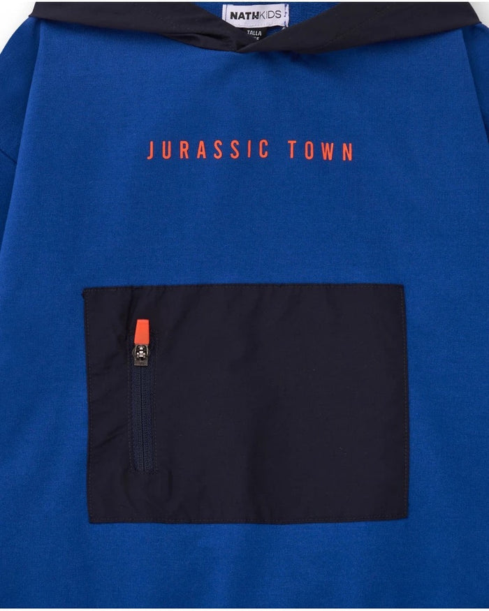 Blue hoodie for boys with city print