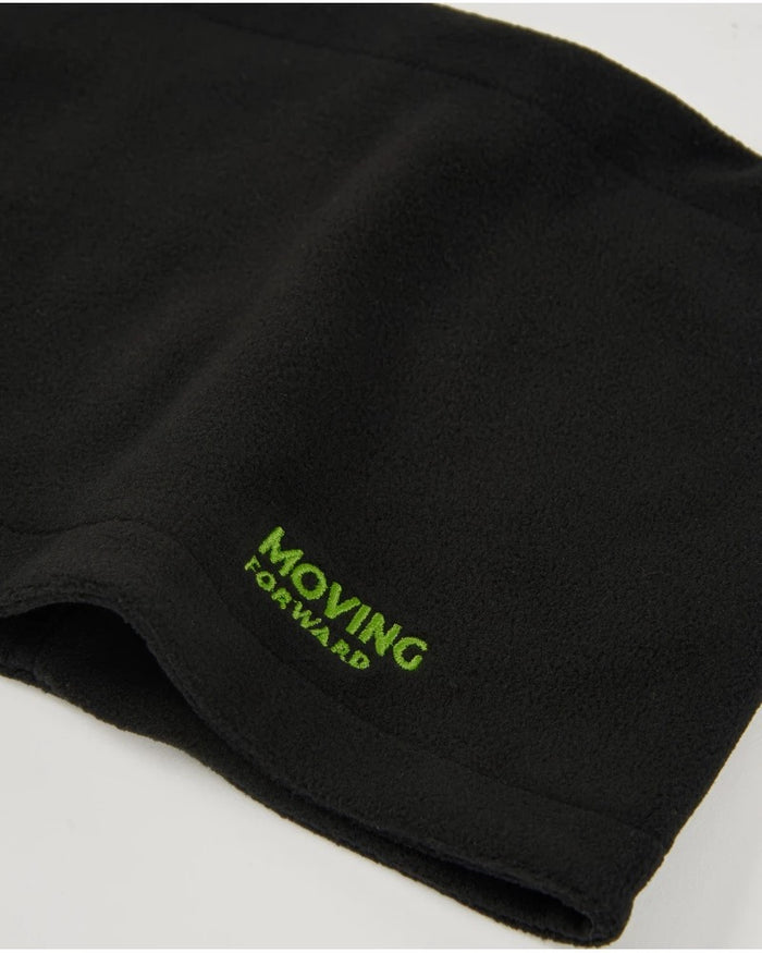 Boys’ black fleece headband and neck warmer set with fluorescent slogan