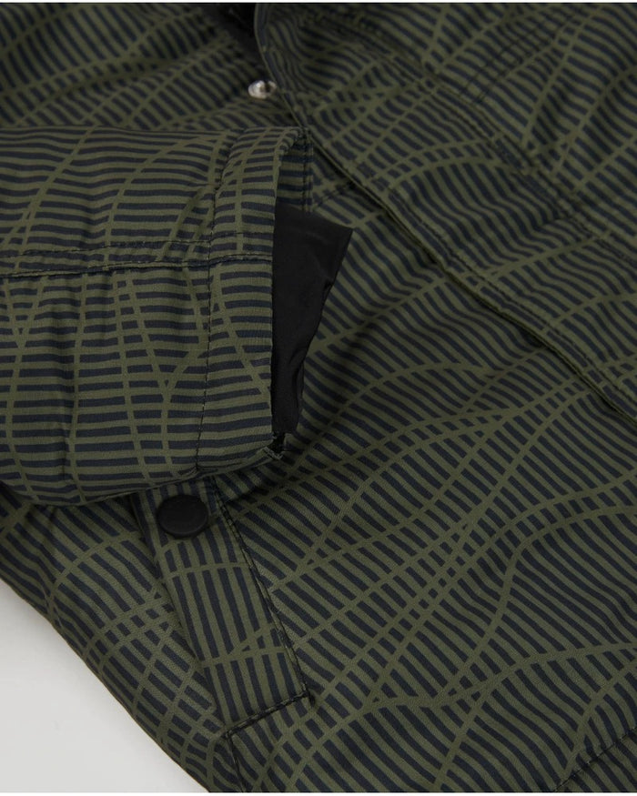 Boys’ green padded coat with geometric print