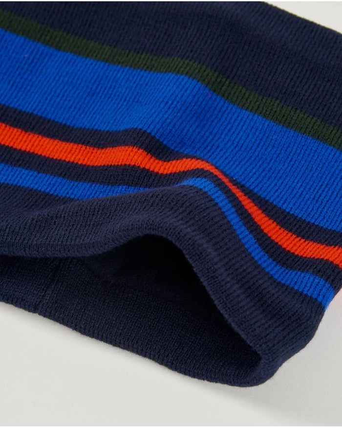 Boys’ knit hat and neck warmer set with multicolour stripes