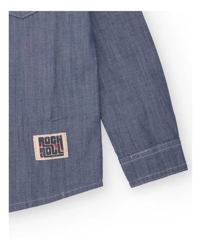 Boys' long sleeve denim shirt in blue
