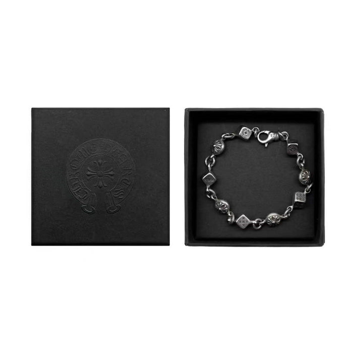 Chrome Hearts Silver Dice Cross Ball CH Lobster Clasp Bracelet - SHENGLI ROAD MARKET