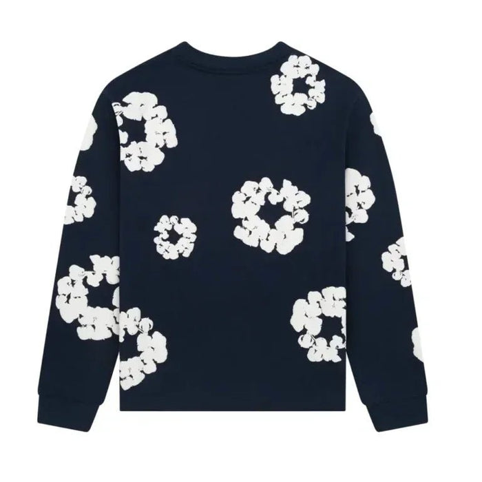 Denim Tears Long Sleeve Cotton Wreath T-shirt Navy