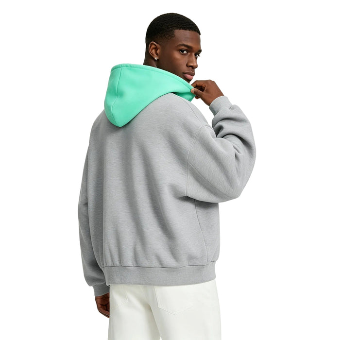 Fear of God Essentials SS24 Nylon Fleece Hoodie Dark Heather Oatmeal/Mint Leaf - AFewVibe