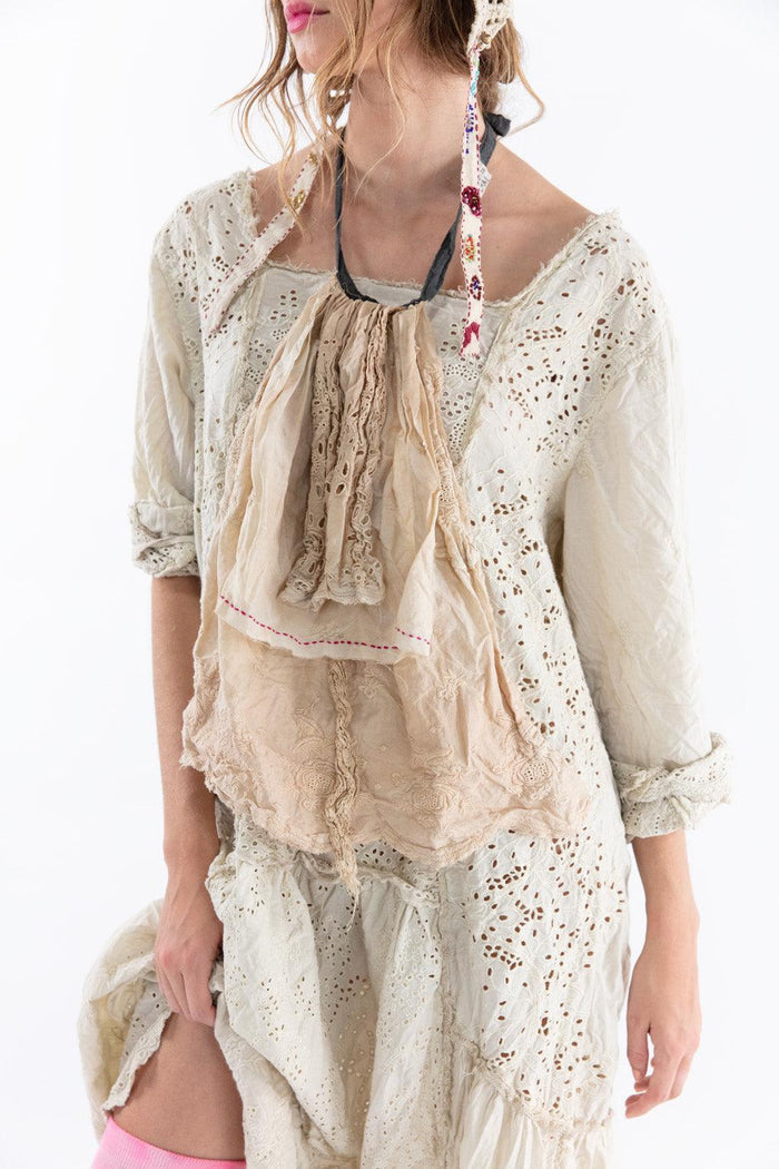 Magnolia Pearl artisan cream lace dress with whimsical vintage eyelet and layered design