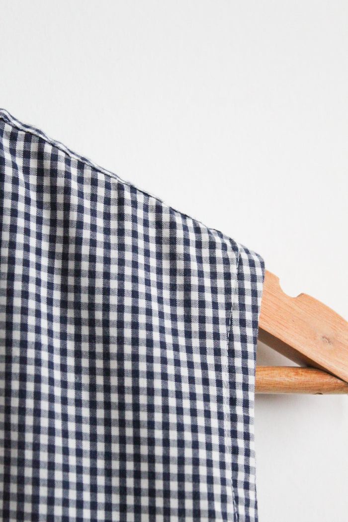 gingham sleeveless button up