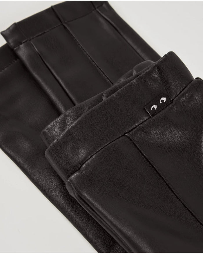 Girls’ black faux leather leggings with elastic waistband