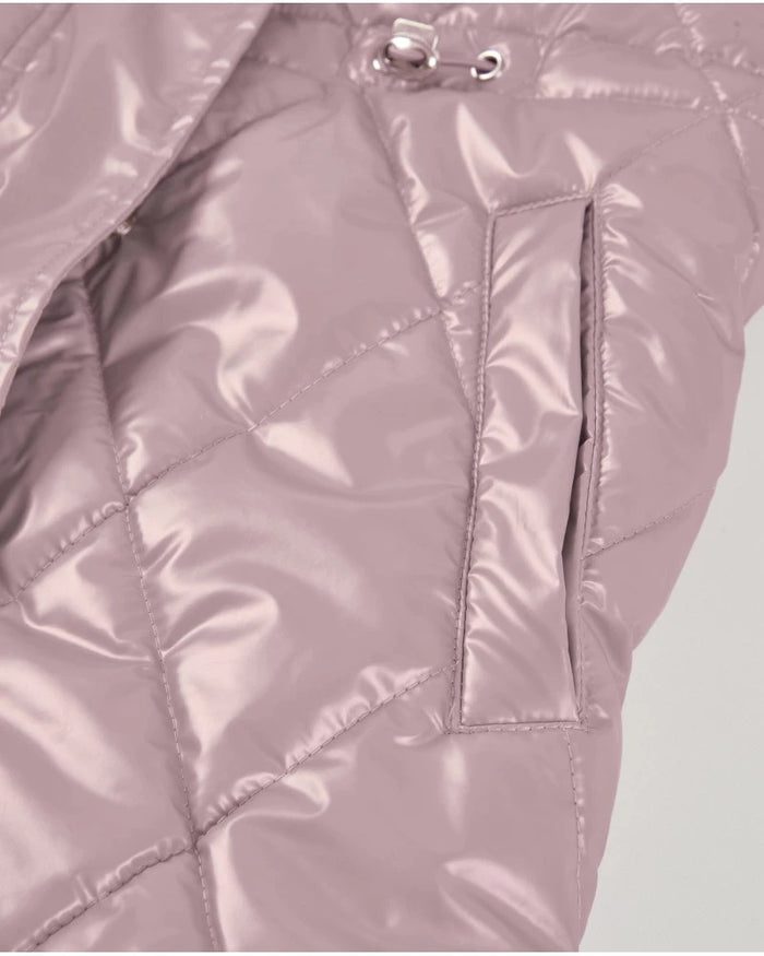 Girls’ pink quilted coat with hood