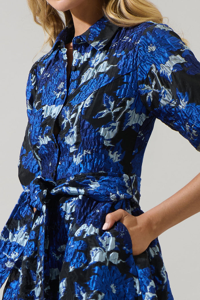 Glenna Jacquard Button Down Mini Dress