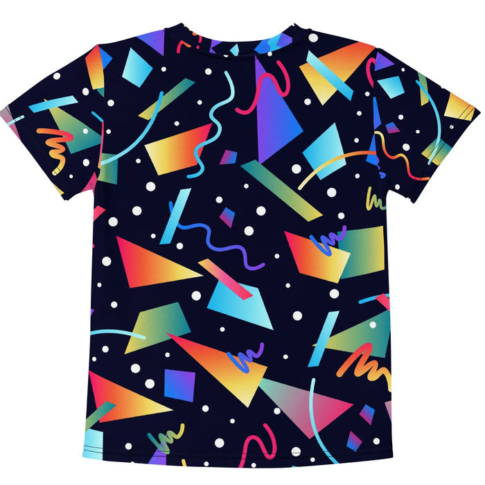 Gnarly Kid's Tee - The specific collision of "solar flare orange (#FF5500)" geometric shards against the deep "cosmic midnight navy (#050515)" void, anchored by the distressed slab-serif typography.