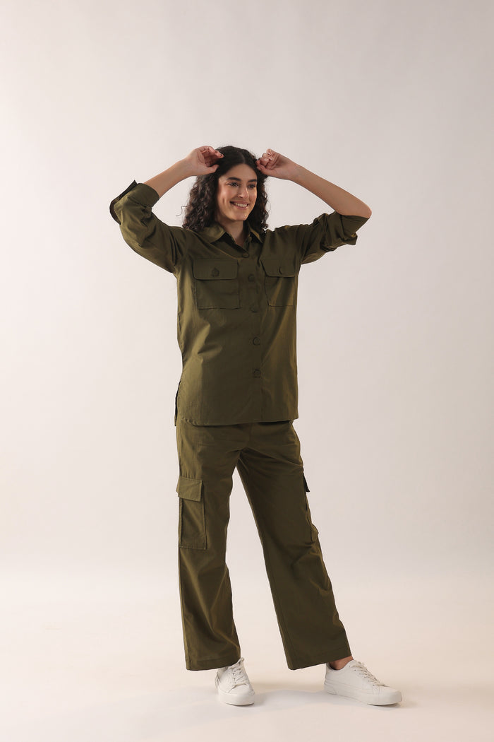 Guacamole Shacket Cotton Co-ord Set