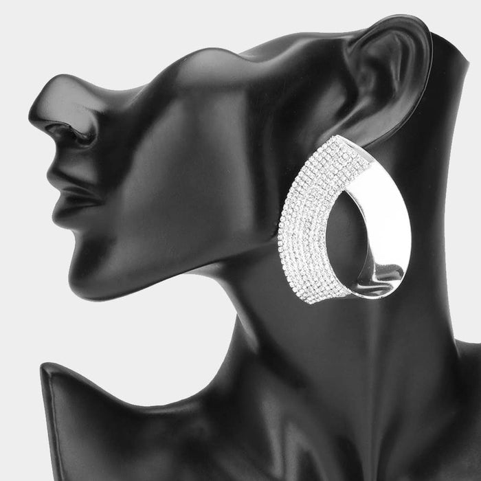 Style the Half Rhinestone Metal Teardrop Earrings exclusively at Born To Glam