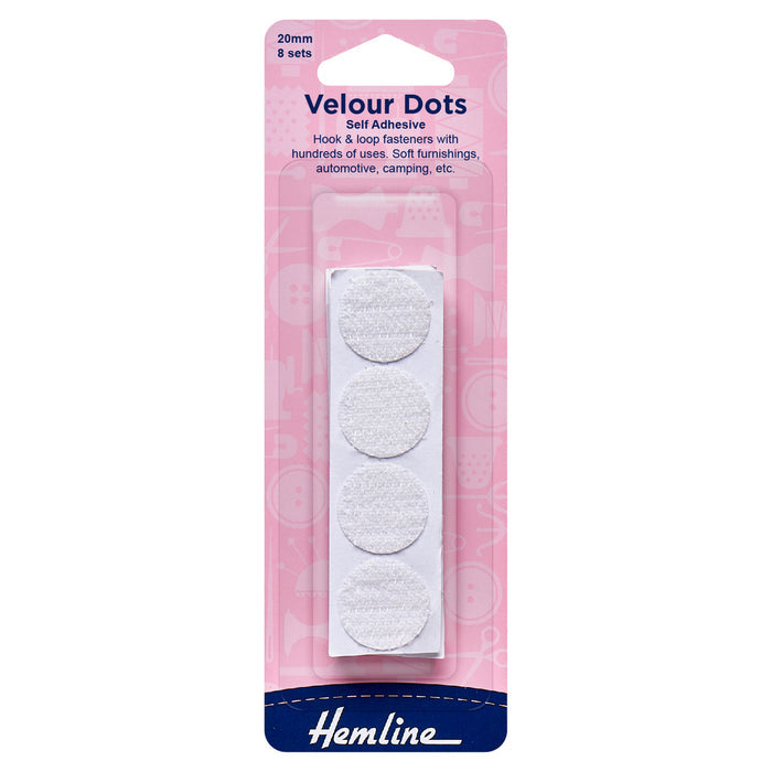 Hemline Hook & Loop Dots: Stick-On: 8 Sets of 20mm - Hook & Loop Tape