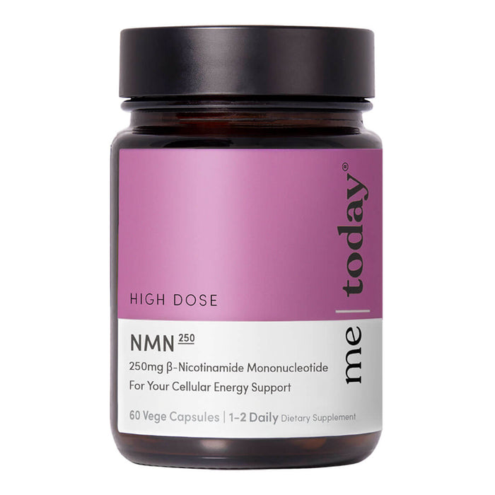 Supplement bottle with purple label on a white background.