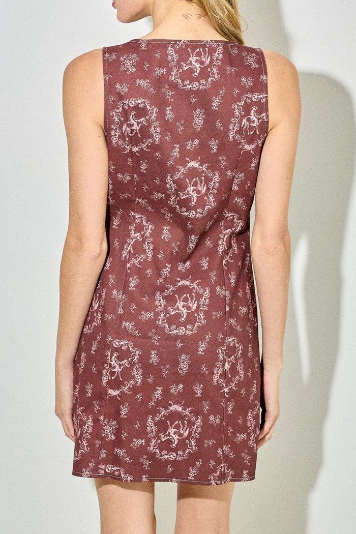 Horse Printed Sleeveless Mini Dress