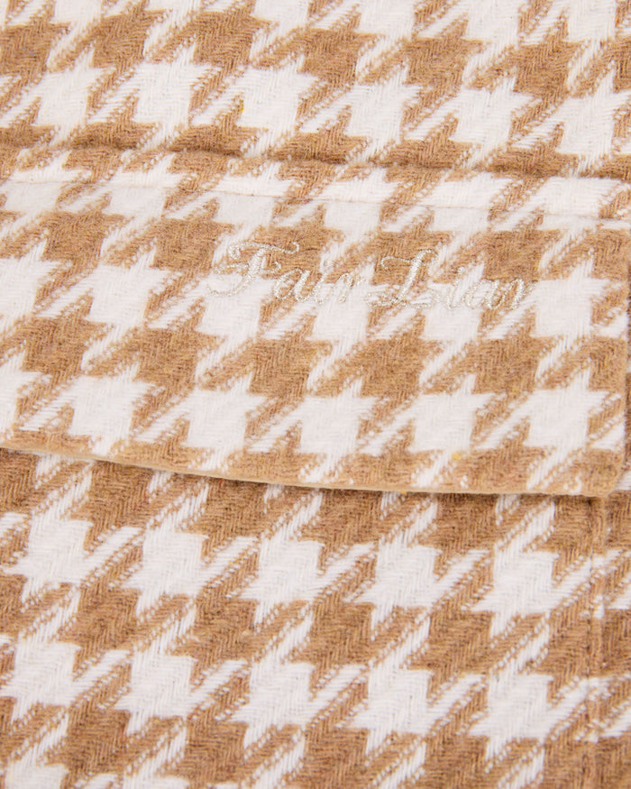 Houndstooth Checkered Quilted Vest (Beige)