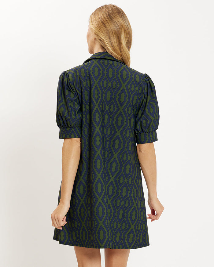 Jude Connally Emerson Dress - Moroccan Trellis Navy Loden - Sale