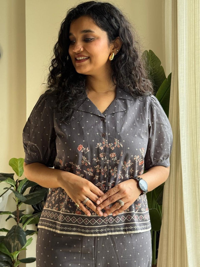 Laila Cropped Shirt Coord Set