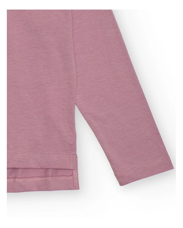 Long-sleeve pink t-shirt with coffee cup print