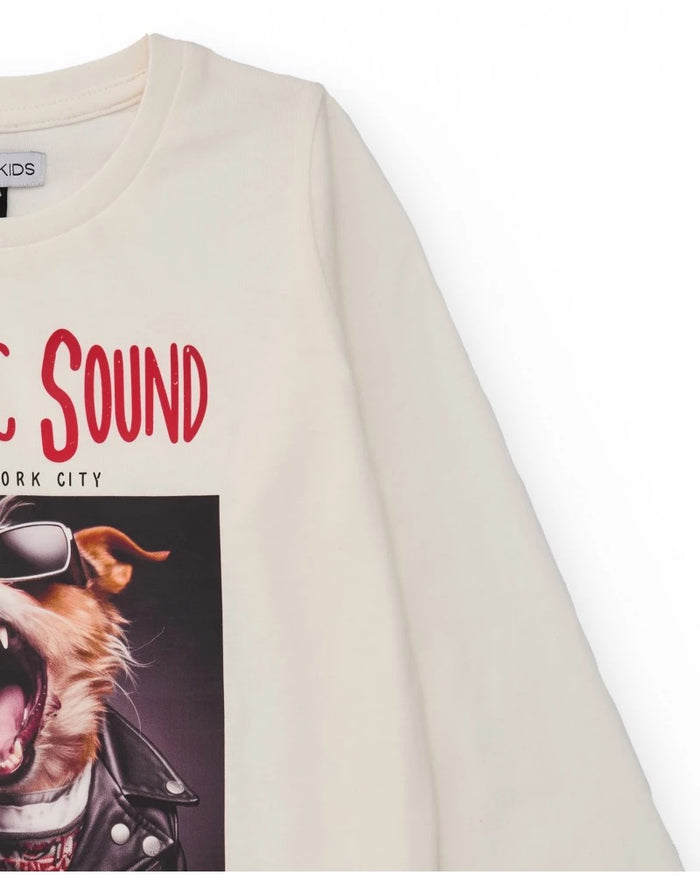 Off-white long sleeve t-shirt with rock dog print