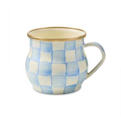 Mackenzie Childs Mug Sky Check Curved
