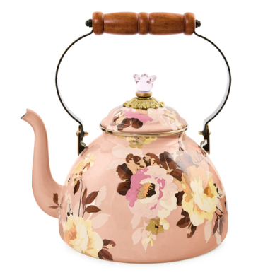 Mackenzie Childs Wild Rose Mauve Tea Kettle