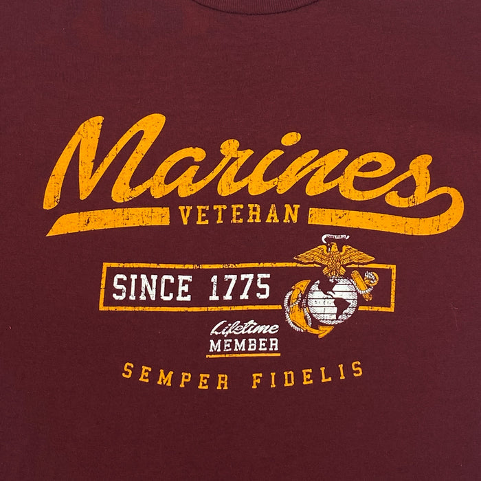 Marines Veteran Lifetime Member T-Shirt (Maroon)