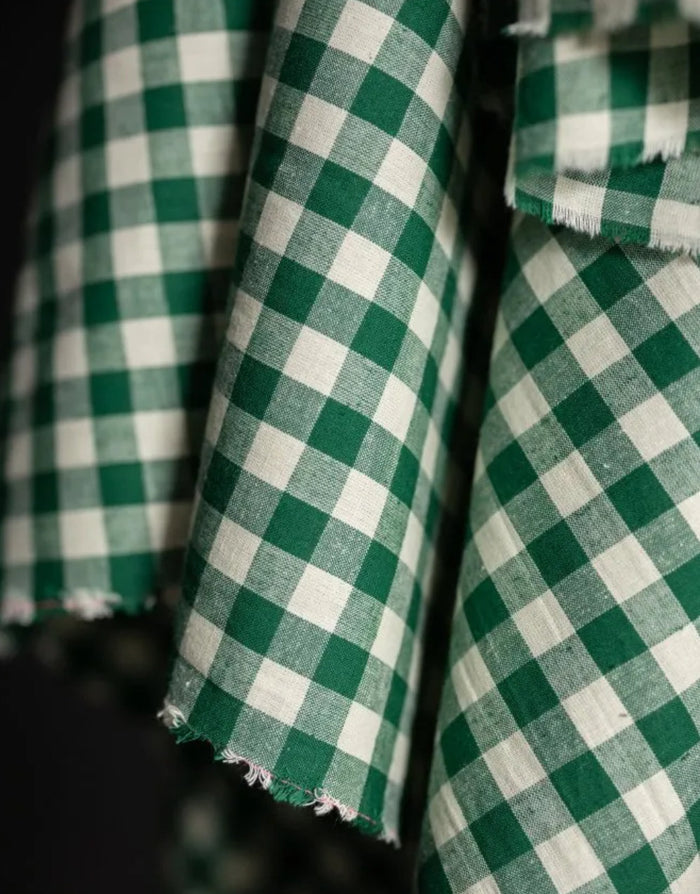 Mini Toto Gingham Organic Cotton Linen Fabric