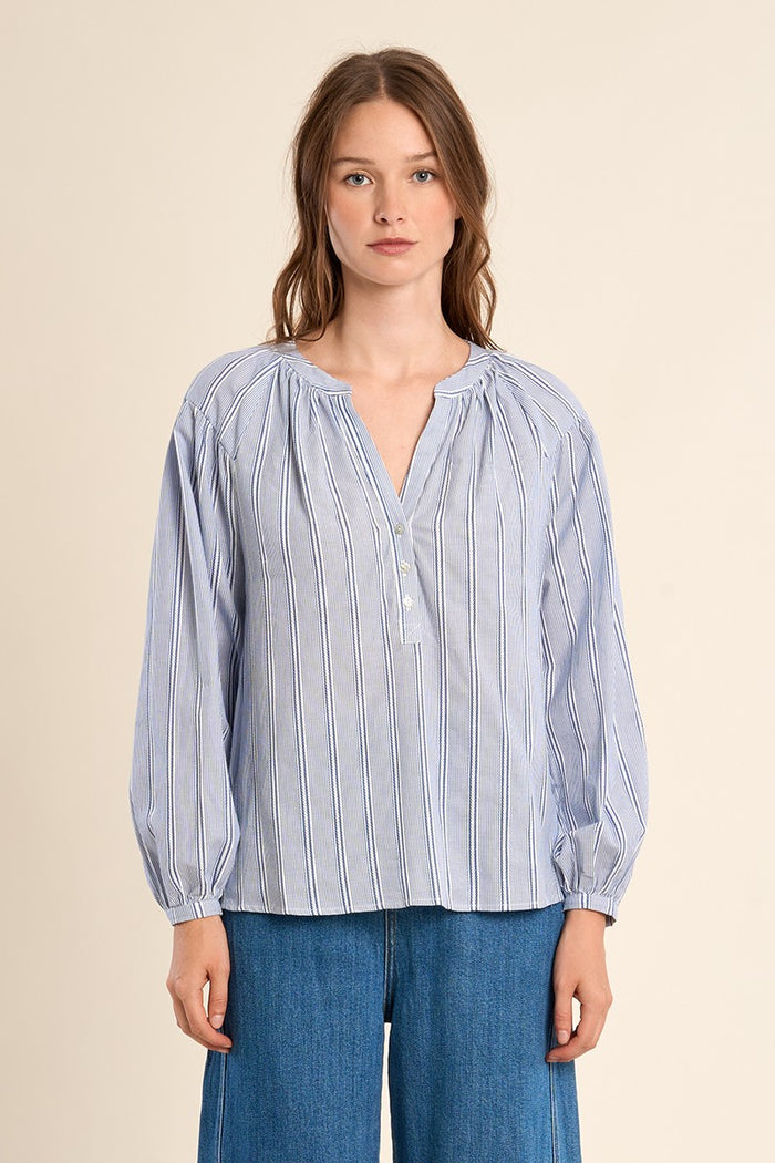 Molly Bracken Cotton Striped Blouse