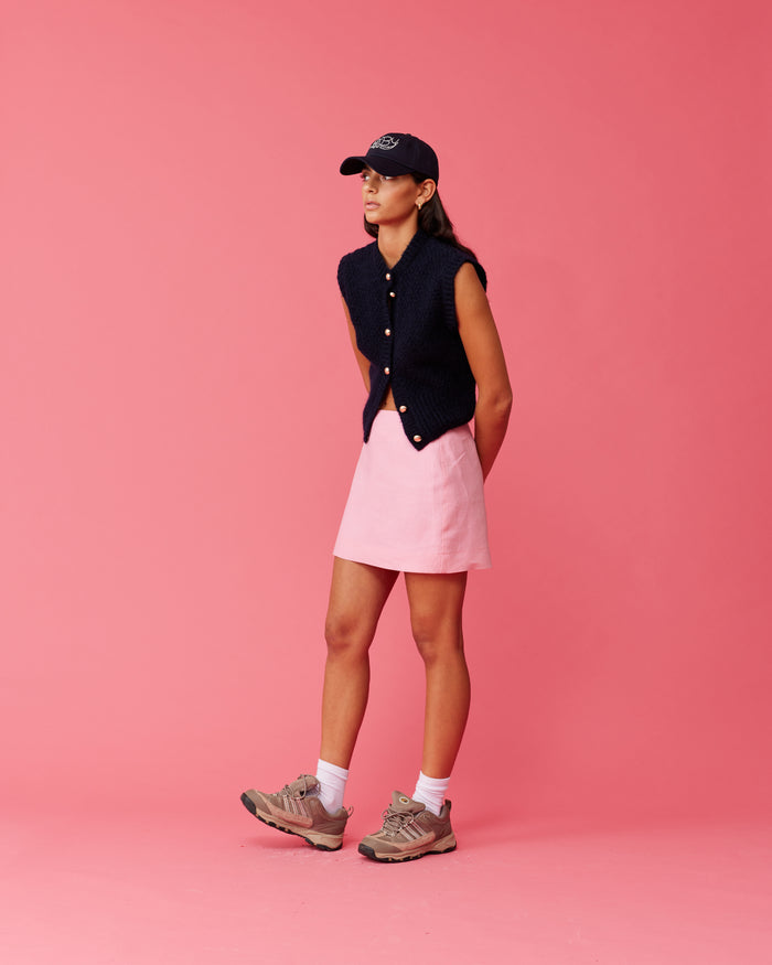 MORGAN LINEN MINI SKIRT PINK
