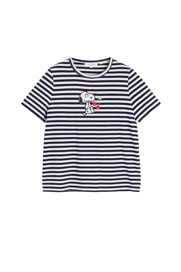 Navy Cotton Snoopy Breton Cherry T-Shirt
