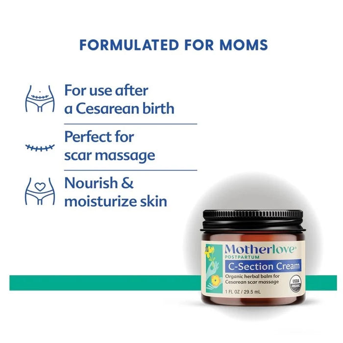 Organic Herbal C-Section Cream for Scar Massage – 29.5 ml
