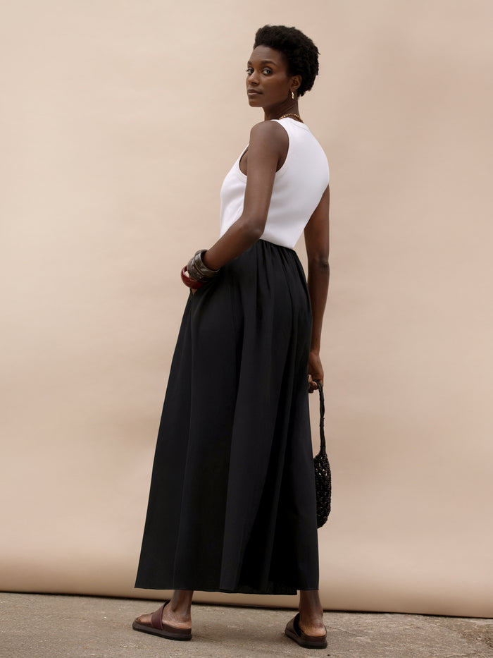 Petite Black Cotton Poplin Skirt