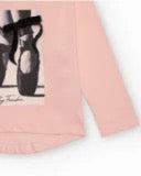 Pink t-shirt for girls with ballet shoes print