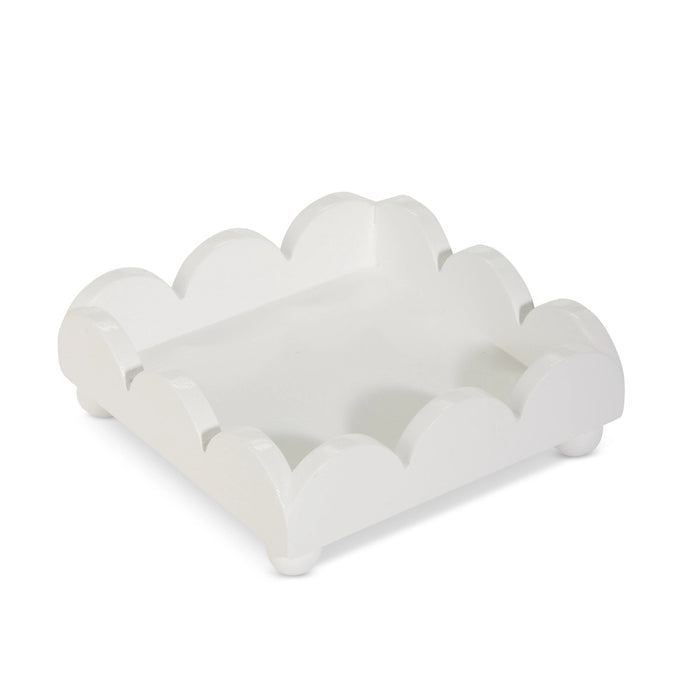 Raz 6" White Scalloped Napkin Holder | Decorative Table Accessory