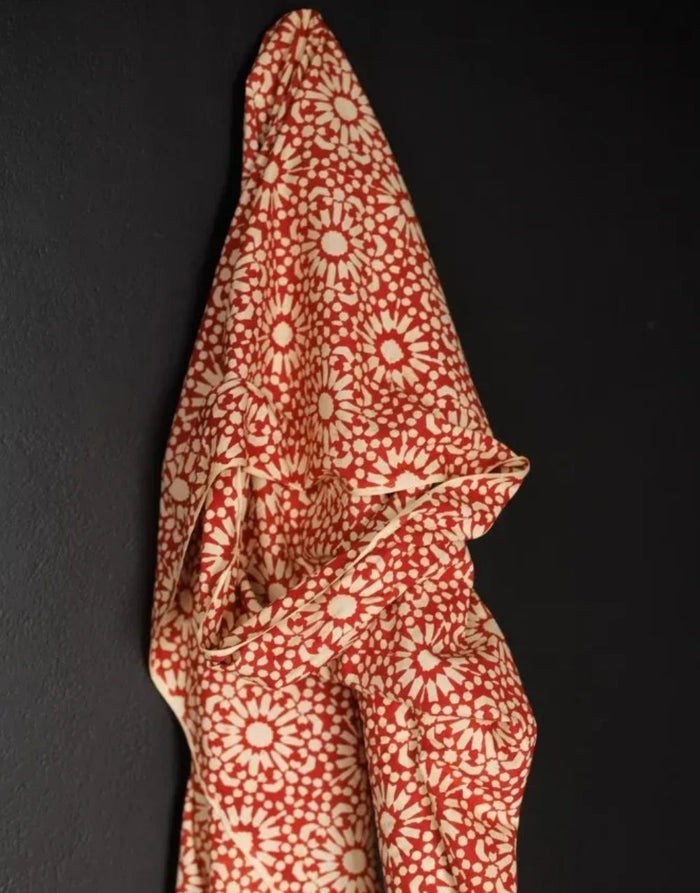 Red Papercut Indian Block Print Cotton Fabric