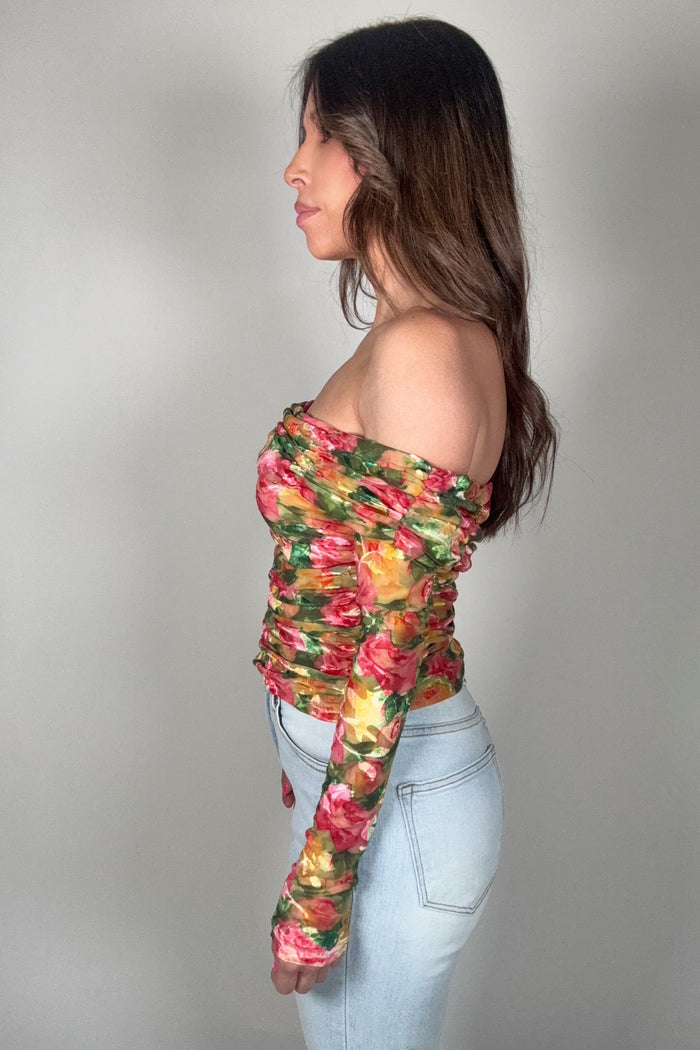 Style the Romantic Rose Floral Long Sleeve Top exclusively at Born To Glam
