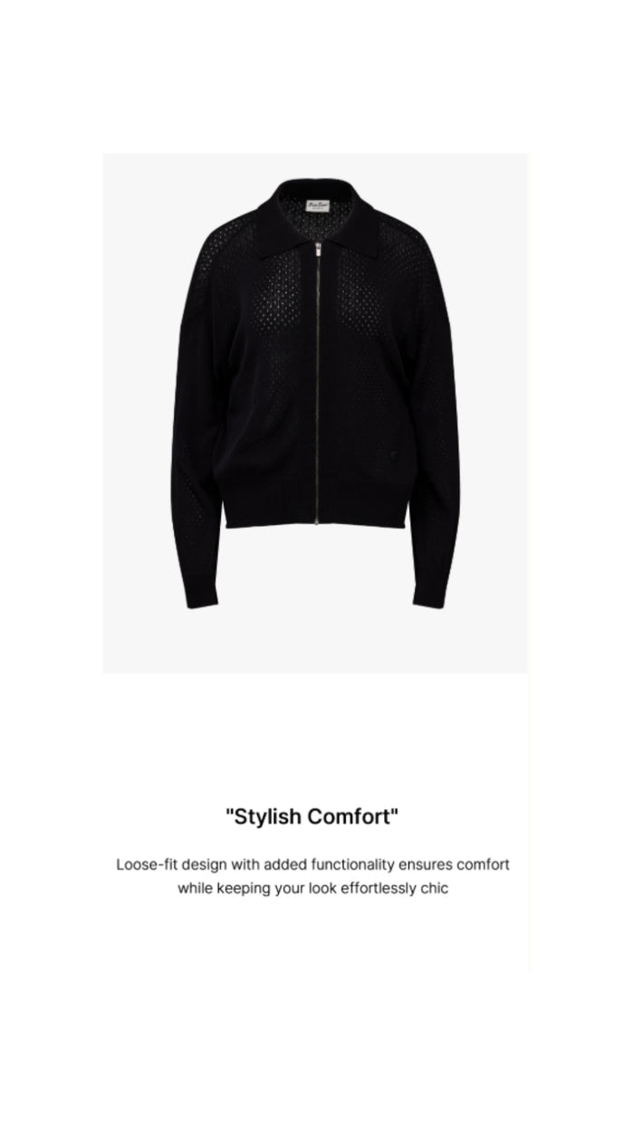 Scassi Collar ZipUp Cardigan (Black)