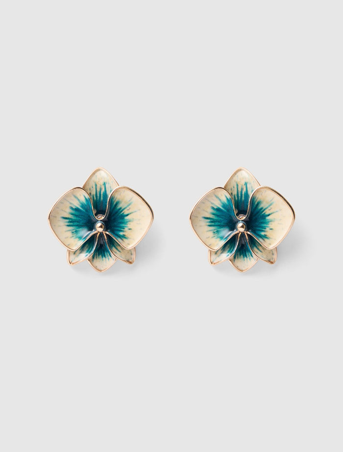 Signature Orchid Enamel Earrings 0 Multi Forever New