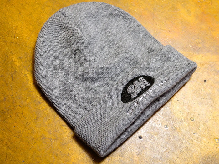 SM Oval Embroidered Cuff Beanie - Grey Marle / Black