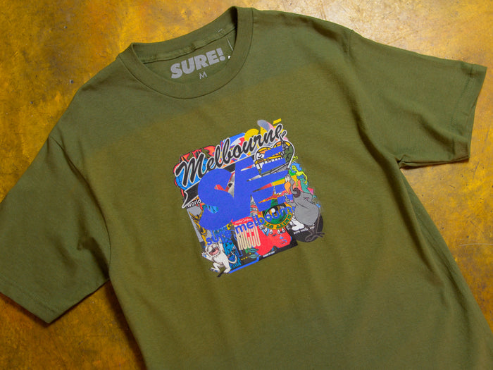 SM Sticker Toss T-Shirt - Military Green