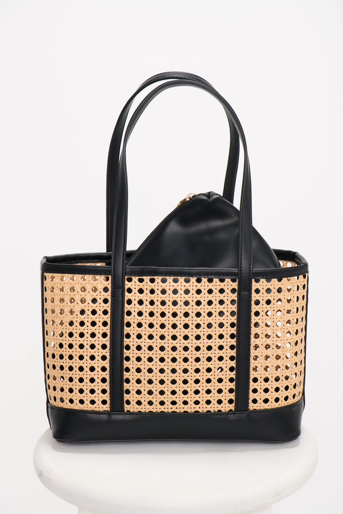 Soleil Mini Tote ~ Black and Natural