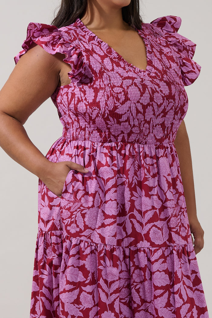 Sunfire Tiered Midi Dress Yunice Floral Curve