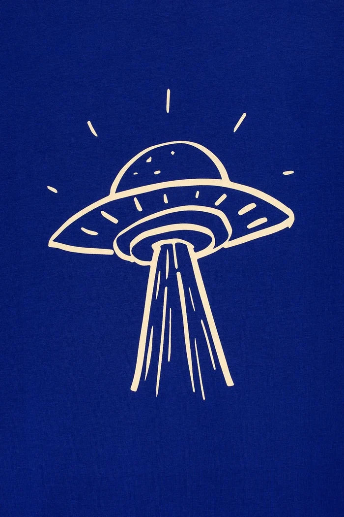 Designer graphic tee Take Me Home Worker Blue by Contrast, organic t-shirt graphic design.