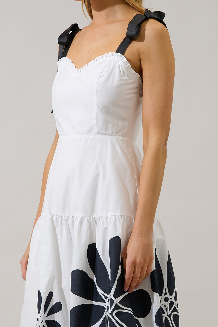 Wisteria Floral Contrast Midi Dress