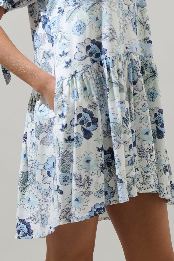 Wrenley Garden Floral Hinley Split Neck Mini Dress