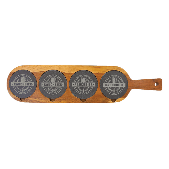 18 1/2" x 4 1/4" Acacia Wood/Slate Serving Board - LZR